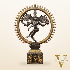 Shiva Brass Nataraj Statue - Dancing on Apasmara 23" - Black Gold