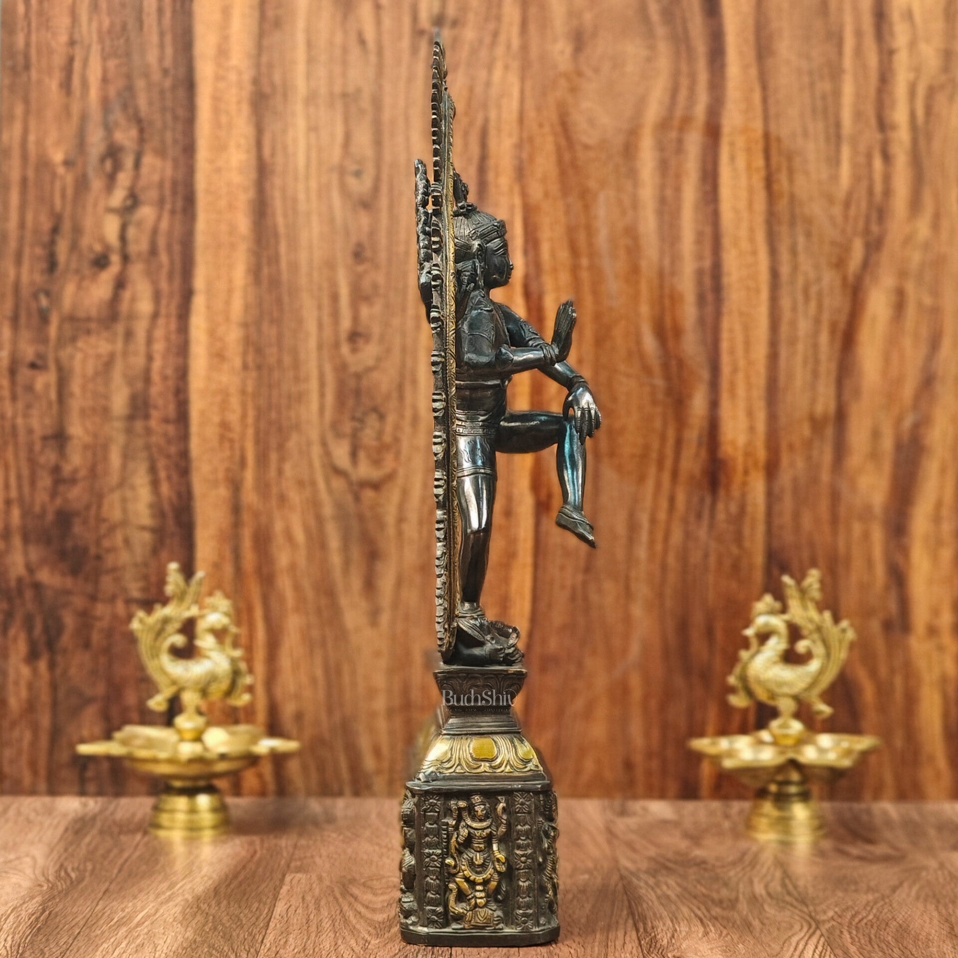 Shiva Brass Nataraj Statue - Dancing on Apasmara 23" - Black Gold