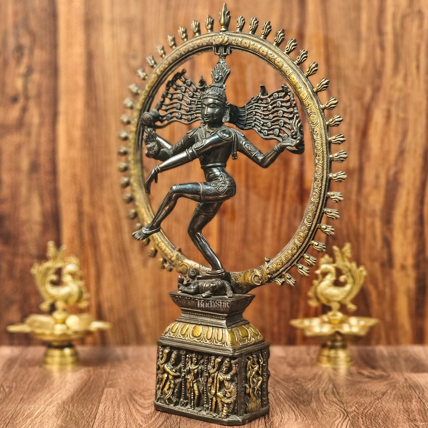 Shiva Brass Nataraj Statue - Dancing on Apasmara 23" - Black Gold