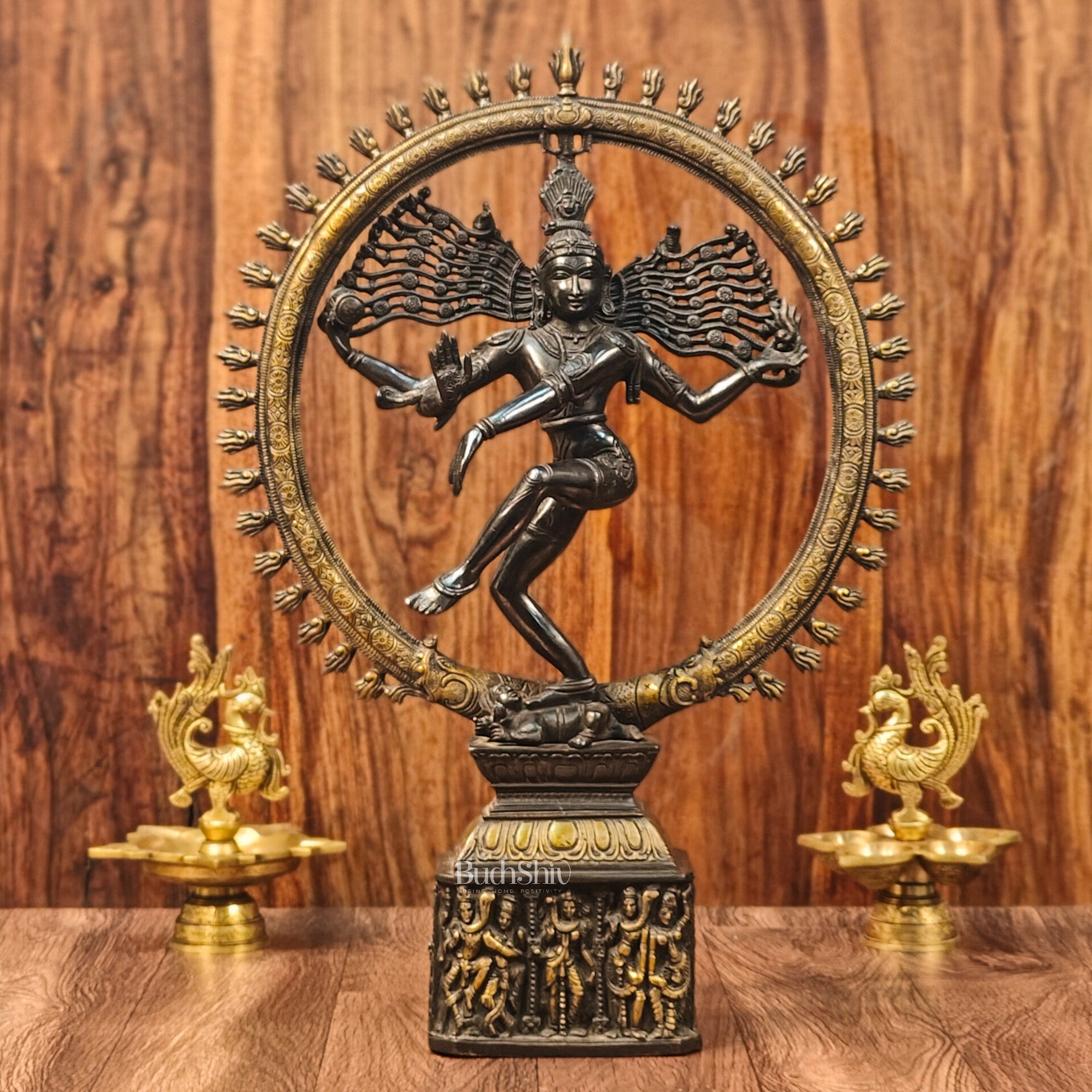 Shiva Brass Nataraj Statue - Dancing on Apasmara 23" - Black Gold