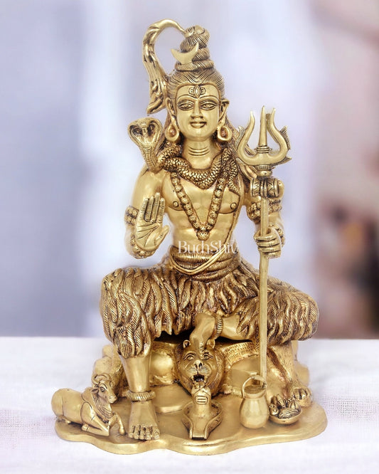 Shiva Brass Statue with Nandi - 18" Height