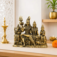 Brass Sitting Shiv Family Lightweight Idol (4.5 Inch)