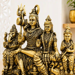 Brass Sitting Shiv Family Lightweight Idol (4.5 Inch)