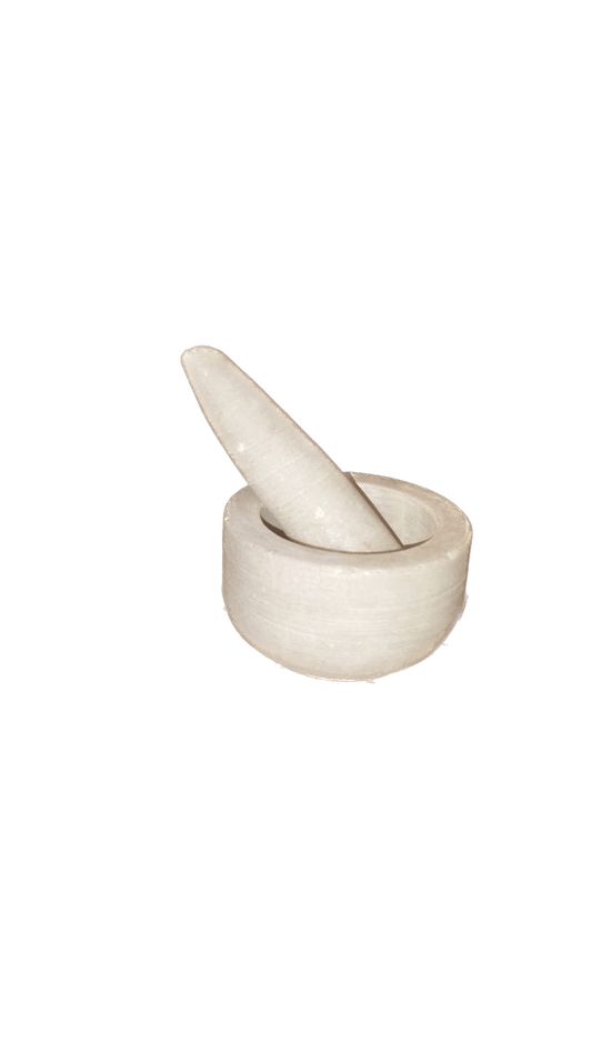 Peculiar Stoneage Mortar And Pestle Set Spice Mixer Khalbatta for Kitchen Marble Masher  (White, Pack of 1)