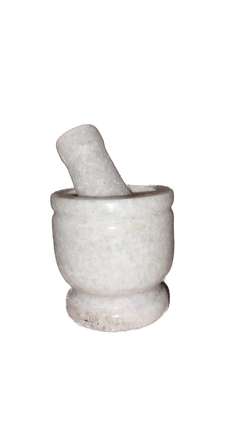 Peculiar Stoneage Mortar And Pestle Set Spice Mixer Khalbatta for Kitchen Marble Masher  (White, Pack of 1)-1