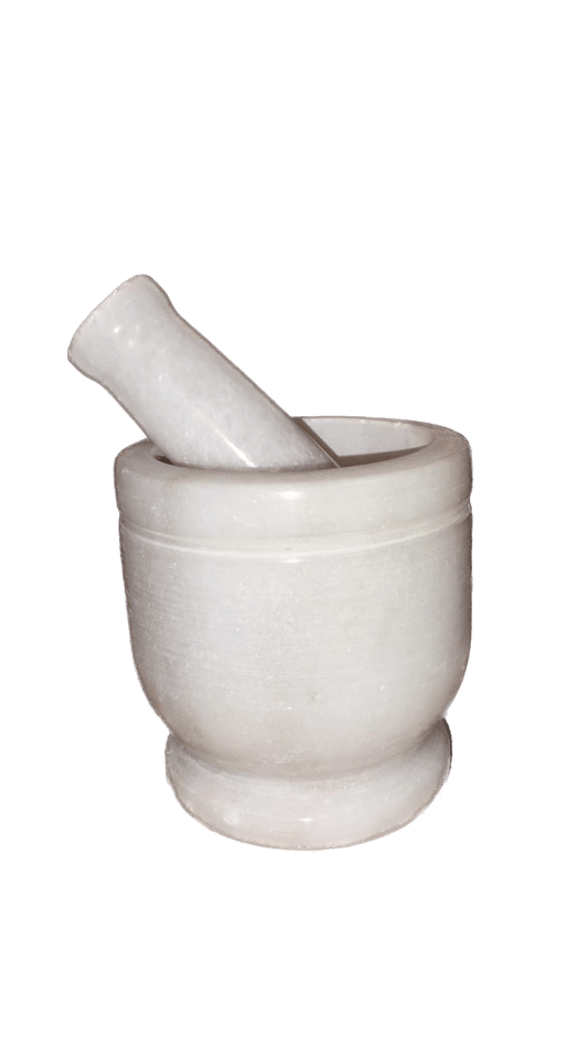 Peculiar Stoneage Mortar And Pestle Set Spice Mixer Khalbatta for Kitchen Marble Masher (White, Pack of 1)