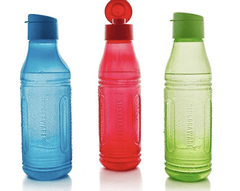 Signoraware Fliptop-Aqua Triangle Plastic Water Bottle Set, 500ml/6cm, Set of 3, Multicolour-1