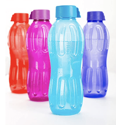 Signoraware Plastic Fridge Bottle Set, 1 litre, Set of 4, Assorted