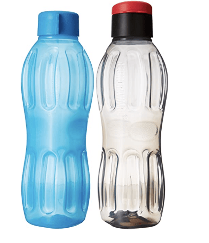 SignoraWare 1000mlPlastic Travelers Pack Bottle Set of 2, Food Grade BPA Free, Multi Use – Kids Adults Boys Girls Children School College (1 litres, Set of 2, Multicolor)-1