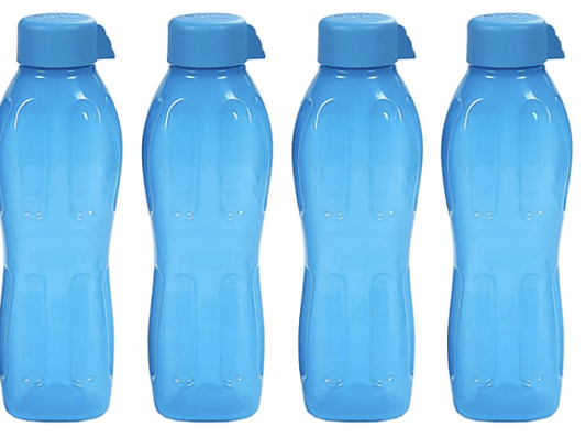 Signoraware 415S4 Plastic Water Bottle, 1 Liter, Set of 4, Turkish Blue