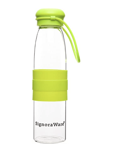Signoraware Aqua Splash Borosilicate Glass Water Bottle, Set of 1, (Green, 550 ml)