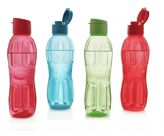 Signoraware Fliptop 1000ml Bpa Free Water Bottles Set of 4, Food Grade, Freezer Safe, Ideal for Office Gym School College Travel Hiking Camping, Plastic Bottle (1 litres, set 4, Assorted)-1