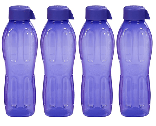 Signoraware Aqua Plastic Water Bottle Set, 1 Litre, Set of 4, Deep Violet