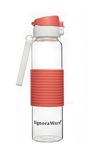 Signoraware Aqua Flip Top Glass Water Bottle, 350ml, Multicolor