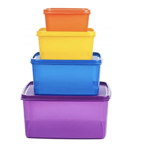 SignoraWare Fresh Tab Plastic Storage Jars Containers Set for Kitchen | Freezer Microwave Safe Leak Proof Food Grade Material (Set of 4 – 2500ml | 1200ml | 500ml | 160ml | Multicolour | BPA Free)