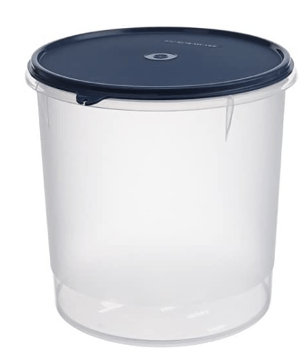 Signoraware 5.5 Litres Round Modular Multi-Purpose Plastic Containers with Lid | Food Grade BPA Free Leak Proof | Rice Spices Atta Grains Organizers for Kitchen Storage (5500ml | Pack 1 | Blue)