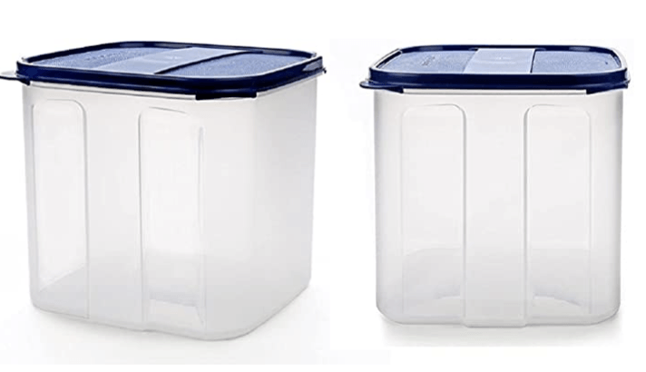 SignoraWare 4.5 Litres Modular Storage Container with Lid | Food Grade Bpa-Free Plastic Jar Boxes | Freezer Microwave Safe Leak-Proof | Spices Atta Grains Organizers (Square 4500ml | Set 2 Mod Blue)-1