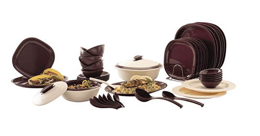 Signoraware Plastic Dinner Set, 46-Pieces, Maroon
