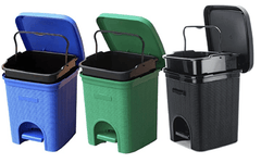 Signoraware Modern Lightweight Dustbin for Home and Office 12Ltr, Combo (Green+Blue+Black)-1