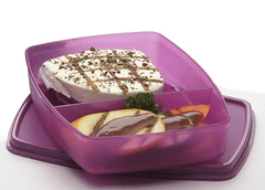 Signoraware Slim Compartment Lunch Box, Bpa Free Plastic, Microwave Safe Food Grade Tiffin Boxes for Office School, Leak Proof Air Tight Compact Dabba (340ml, Square, 2 Section Storage)-1