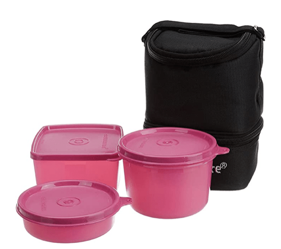 Signoraware Trio Plastic Lunch Box with Insulated Bag Set, 3-Pieces, Multicolor-1