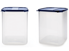 SignoraWare 6.5 Litres Modular Storage Container with Lid | Food Grade Bpa-Free Plastic Jar Boxes | Freezer Microwave Safe Leak-Proof | Spices Atta Grains Organizers (Square 6500ml | Set 2 Mod Blue)-1