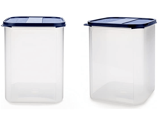 SignoraWare 6.5 Litres Modular Storage Container with Lid | Food Grade Bpa-Free Plastic Jar Boxes | Freezer Microwave Safe Leak-Proof | Spices Atta Grains Organizers (Square 6500ml | Set 2 Mod Blue)