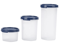 Signoraware Modular Round Plastic Container Set, 3-Pieces, Blue-1