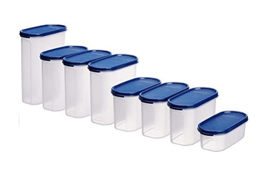 Signoraware Oval Modular Multi-Purpose Plastic Containers Set of 8 with Lid for Kitchen | Food Grade BPA Free Leak Proof (Set Contains -2.3Litersx1 | 1.7Litresx3 | 1.1 Litresx3 | 500mlx3)