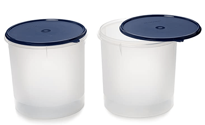 Signoraware 5.5 Litres Round Modular Multi-Purpose Plastic Containers with Lid | Food Grade BPA Free Leak Proof | Rice Spices Atta Grains Organizers for Kitchen Storage (5500ml | Pack 2 | Mod Blue)-1