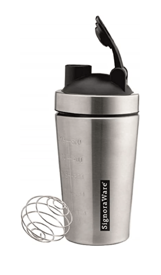 SignoraWare Charger Stainless Steel Protein Shaker Bottle for Pre-Post Workout | Water Bottle | Leakproof with Knob (750ml | Silver | Set 1)