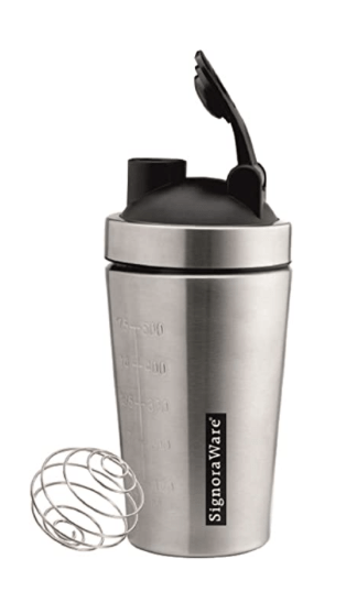 SignoraWare Charger Stainless Steel Protein Shaker Bottle for Pre-Post Workout | Water Bottle | Leakproof with Knob (500ml | Silver | Set 1)-1