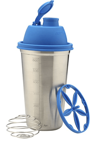 SignoraWare Shake n Shake Stainless Steel Protein Shaker Bottle for Pre-Post Workout | Water Bottle | With Blending Wheel and Whisking Wheel | Leakproof with Knob (650ml | Silver | Set 1)