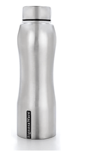 Signoraware Oxy Single Walled Stainless Steel Fridge Water BottleMatte Finish, 1 Litre, Silver