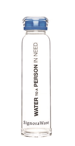 Signoraware Aqua Time Borosilicate Glass Water Bottle, 390ml, Multicolour