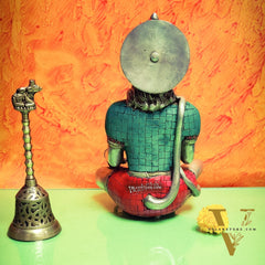 Silver Tone Hanuman Idol with Exquisite Stonework | Divine Presence | 11" Height