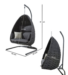 Eurig Single Seater Hanging Swing With Stand For Balcony, Garden (Grey) Braided & Rope