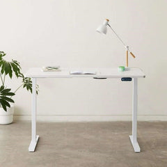 Electric Standing Computer Desk - Adjustable Height, Ergonomic Design | Desk and Frame Included | white height adjustable table with white legs