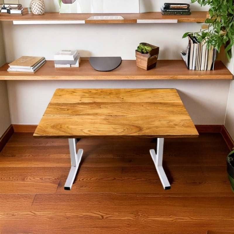 Height-Adjustable Standing Desk with Pure Solidwood Table-Top (Not Mdf )
