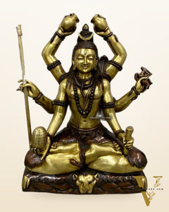 Six-Armed Brass Shiva Statue |   30 inch