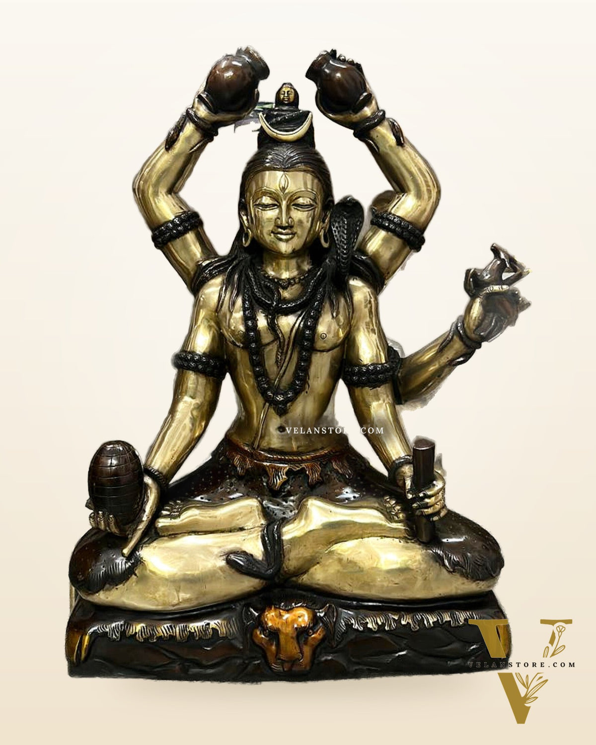 Six-Armed Brass Shiva Statue |   30 inch