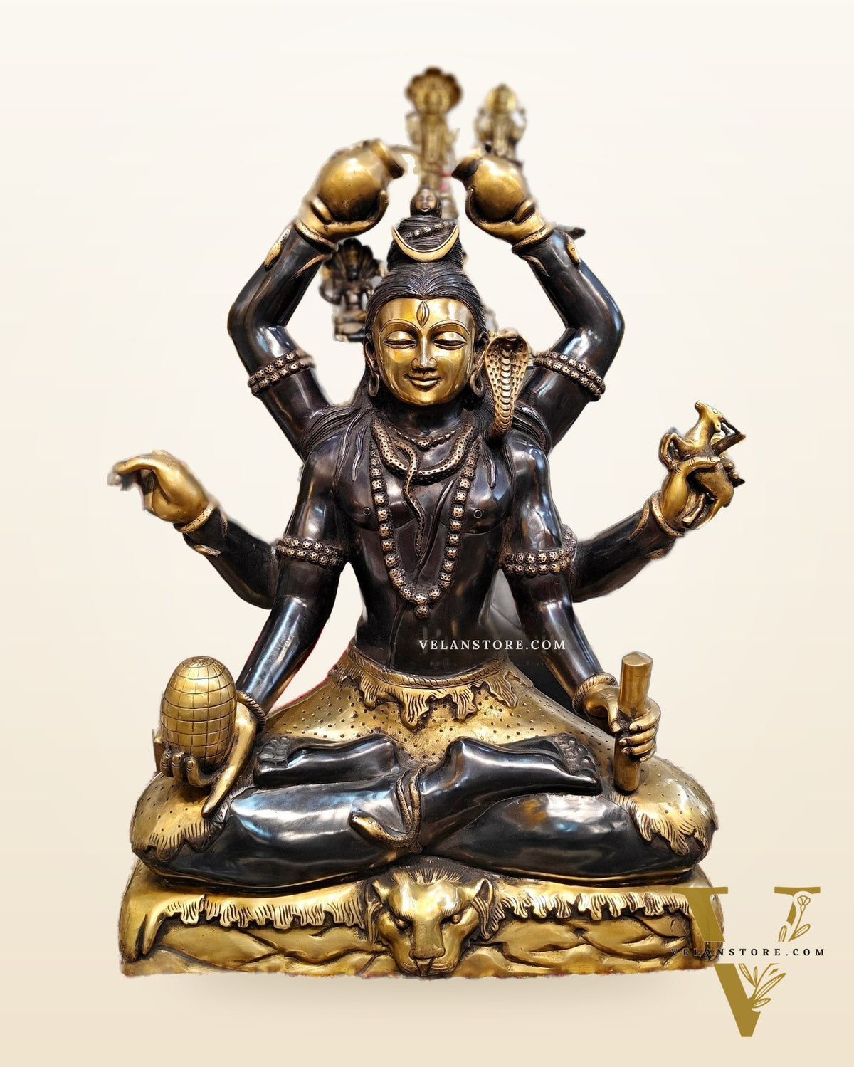 Six-Armed Shiva Statue | Divine Presence of Mahakala in Superfine Brass 30 inch
