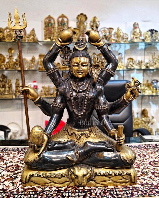 Six-Armed Shiva Statue | Divine Presence of Mahakala in Superfine Brass 30 inch