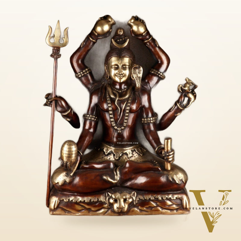 Six-Armed Shiva Statue in Superfine Brass - 30 Inch Handcrafted Mahakala