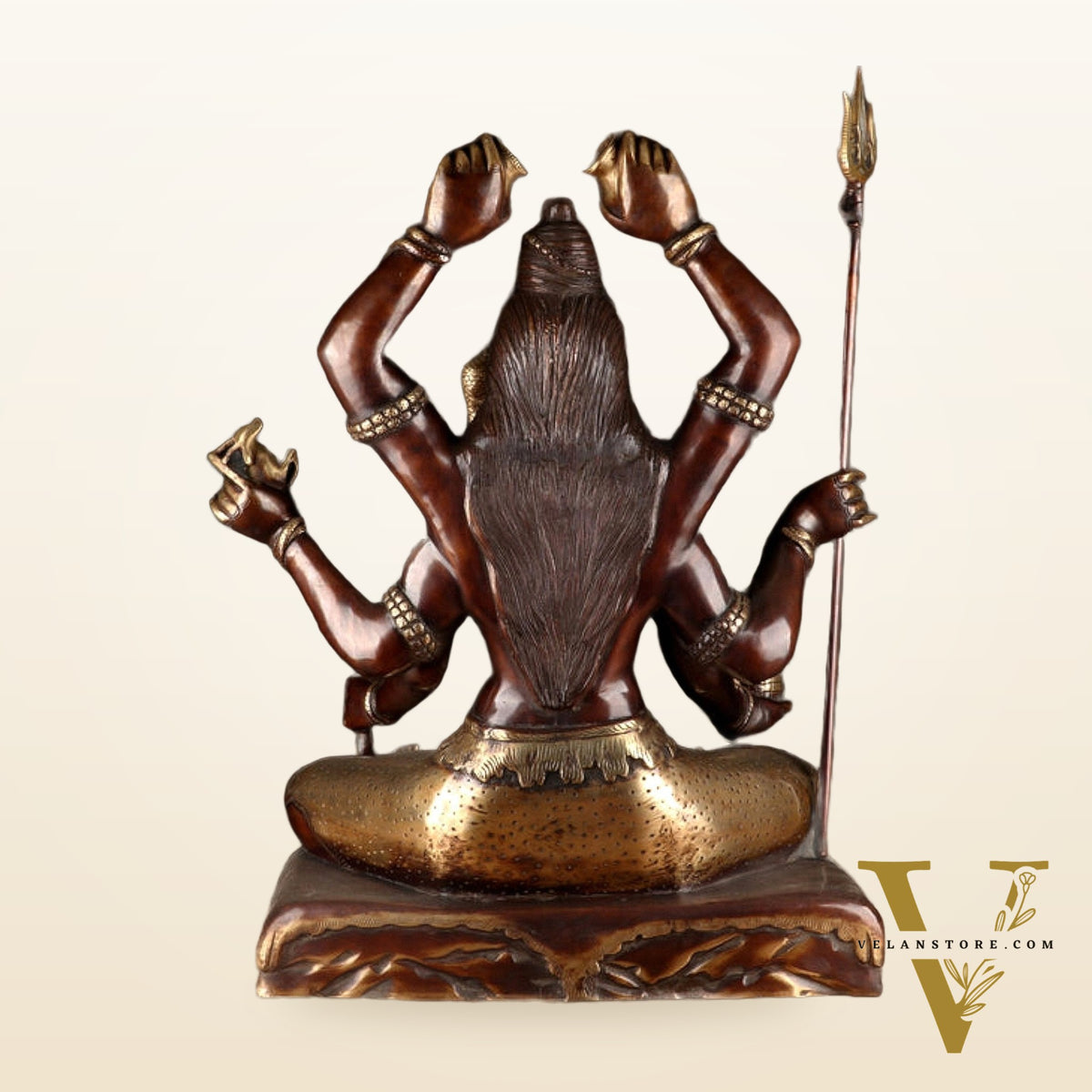 Six-Armed Shiva Statue in Superfine Brass - 30 Inch Handcrafted Mahakala