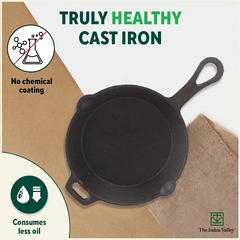 CASTrong Cast Iron Fry Pan/Skillet,Pre-seasoned, Nonstick, 100% Pure, Toxin-free, Induction, 23cm, 1.4L, 2.4kg