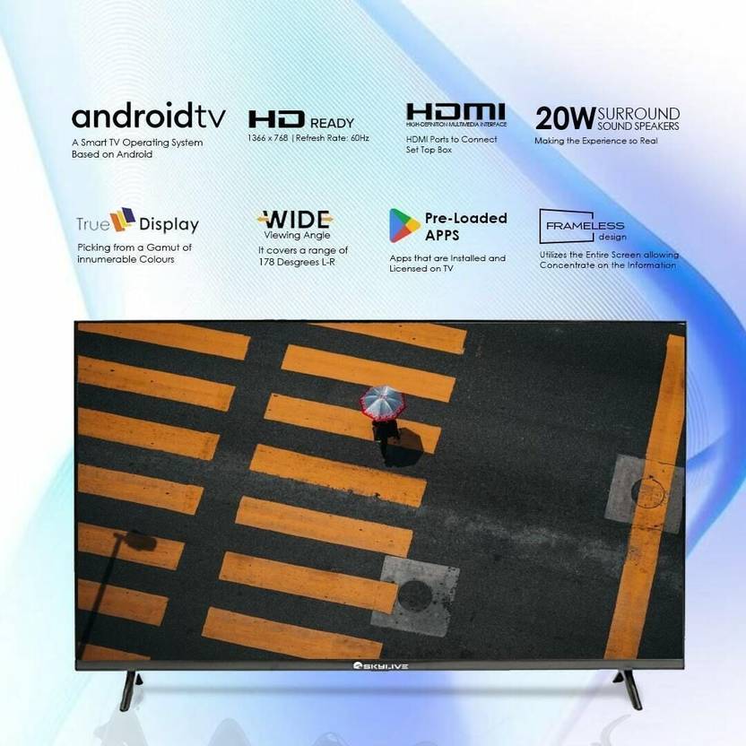 Skylive 80 cm (32 inch) HD Ready LED Smart Android Based TV with Bezel-Less LED Television (SL32PRO)-2