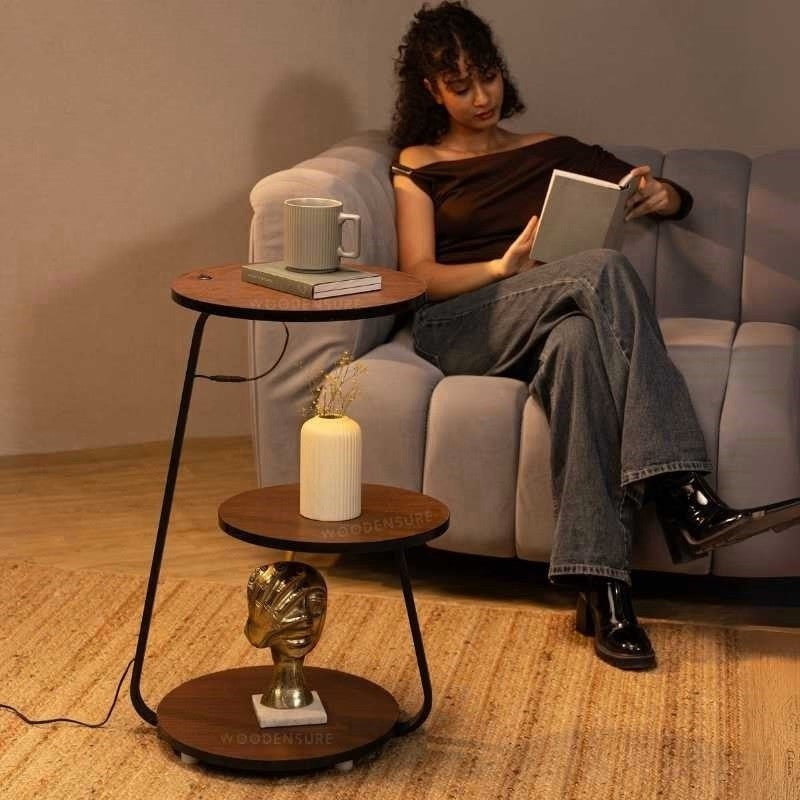 Modern Bedside Table with LED Light | Premium Minimal Nightstand