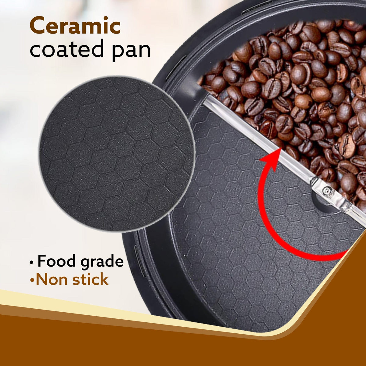 AGARO Regal Coffee Roaster, 750 Grams Capacity, 283mm Dia, Ceramic Coated Inner Pan, 3 Roasting Effect With Adjustable Temperature & Timer, 1200W, Stainless Steel Blade, Toughened Glass Lid, White