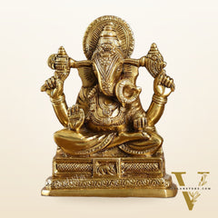 Small Brass Dagduseth Halwai Ganapati Idol | Height 6 inch